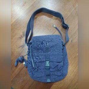 Kipling Lancelot Messenger Bag Crossbody Purse Purple with Monkey bag charm
